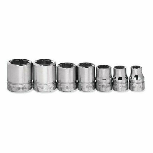 Williams Socket Set, 7 Pieces, 3/8 Inch Dr, Shallow, 3/8 Inch Size JHWWSBD-7RC